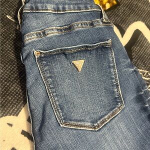 GUESS Women's Blue Denim Jeans with Logo Patch